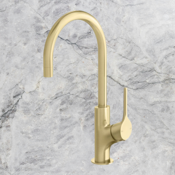 Phoenix Vivid Slimline Oval Sink Mixer 160mm Gooseneck Brushed Gold