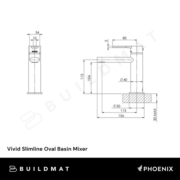 Phoenix Vivid Slimline Oval Basin Mixer Chrome Lead Free
