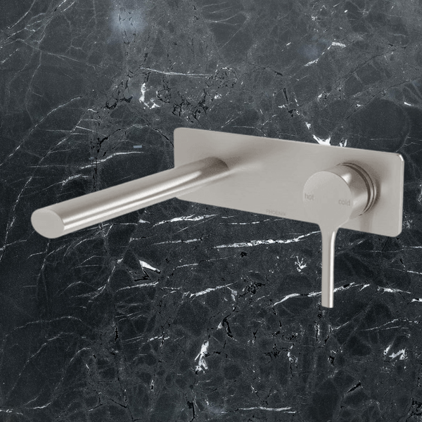 Phoenix Vivid Slimline Oval Wall Basin Mixer Set 175mm Brushed Nickel