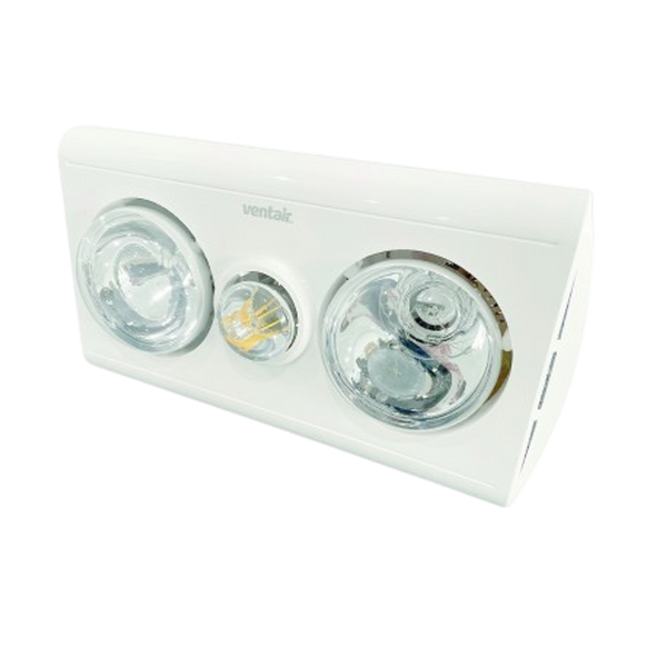 Ventair Klein 2 3In1 Bathroom Light Heat Exhaust Side Duct White