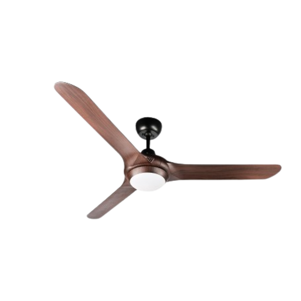 Ventair Spyda 3 Blade AC Ceiling Fan with LED Light (56"/1400mm) Walnut