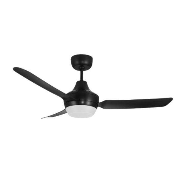 Ventair Stanza 3 Blade Ceiling Fan with Attachable Lamp (48"/1220mm) Black
