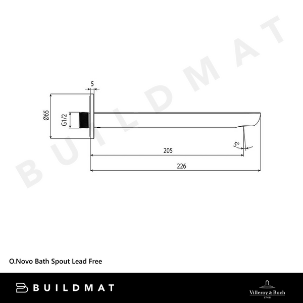 Villeroy & Boch O.Novo Bath Spout Gunmetal Lead Free