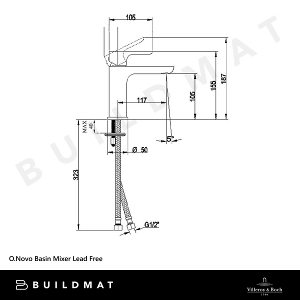 Villeroy & Boch O.Novo Basin Mixer Chrome Lead Free