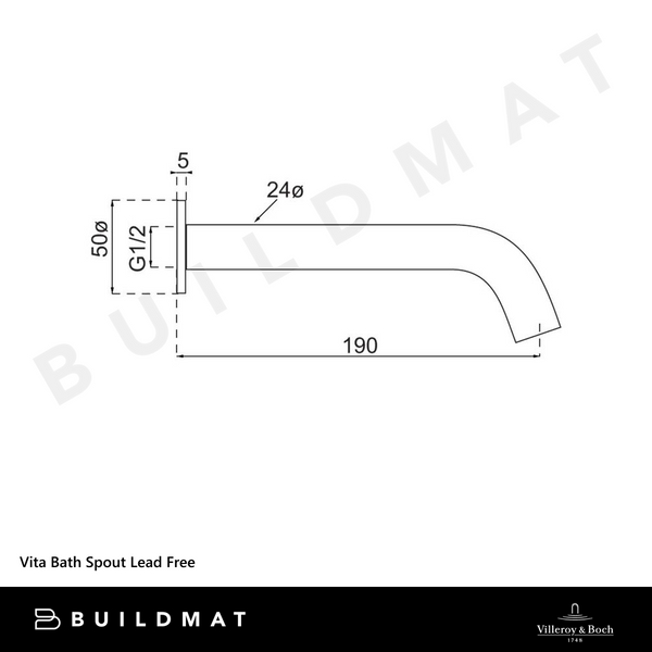 Villeroy & Boch Vita Bath Spout Chrome Lead Free