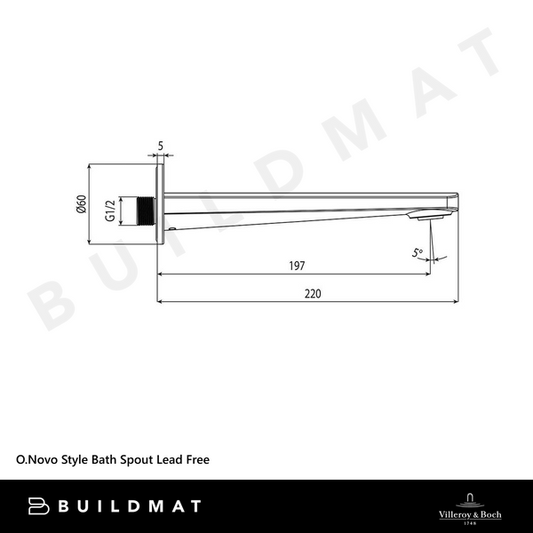 Villeroy & Boch O.Novo Style Bath Spout Brushed Nickel Lead Free