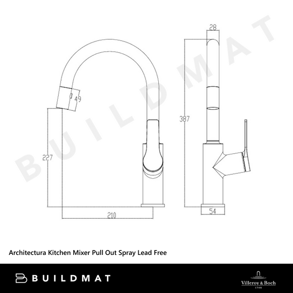 Villeroy & Boch Architectura Kitchen Mixer Pull Out Spray Chrome Lead Free