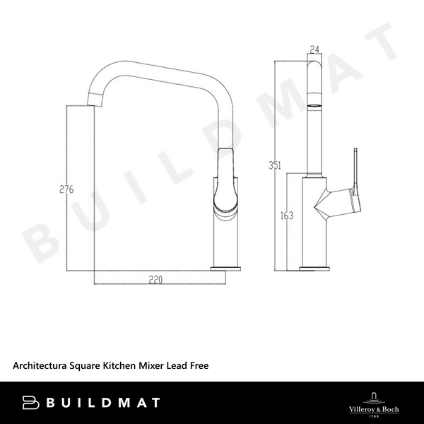 Villeroy & Boch Architectura Square Kitchen Mixer Chrome Lead Free