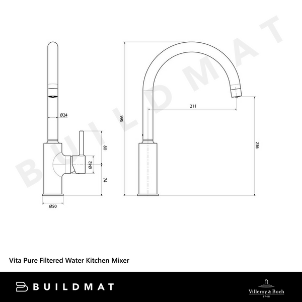 Villeroy & Boch Vita Pure Filtered Water Kitchen Mixer Matte Black