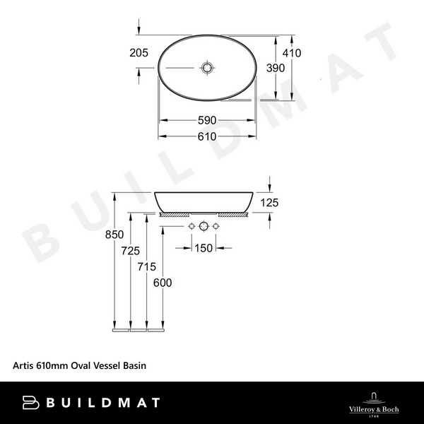 Villeroy & Boch Artis 610mm Oval Vessel Basin Alpine White