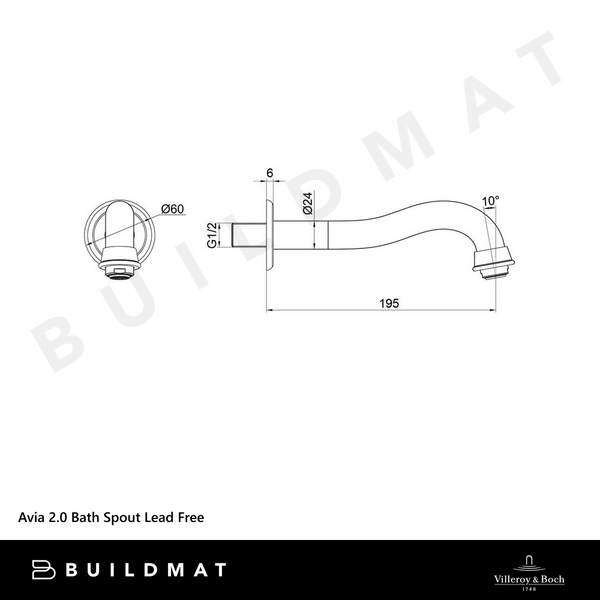 Villeroy & Boch Avia 2.0 Bath Spout Chrome Lead Free