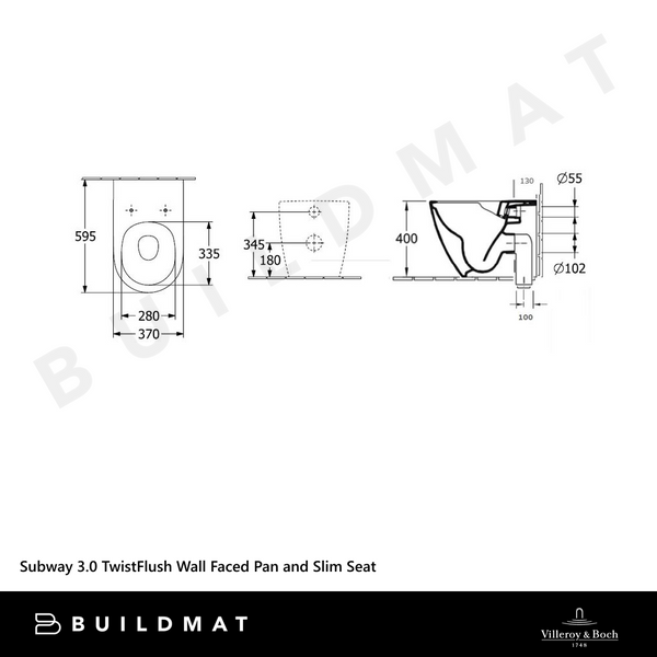 Villeroy & Boch Subway 3.0 TwistFlush Wall Faced Toilet Pan and Slim Seat Alpine White
