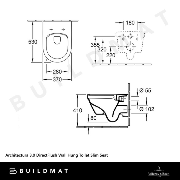 Villeroy & Boch Architectura 3.0 DirectFlush Wall Hung Toilet Pan and Slim Seat Alpine White