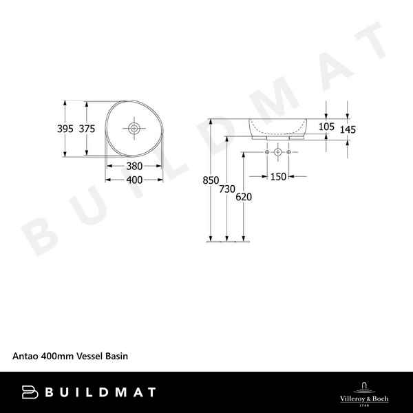 Villeroy & Boch Antao 400mm Vessel Basin Almond