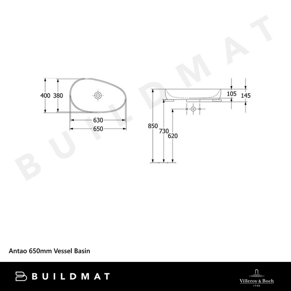Villeroy & Boch Antao 650mm Vessel Basin Pure Black