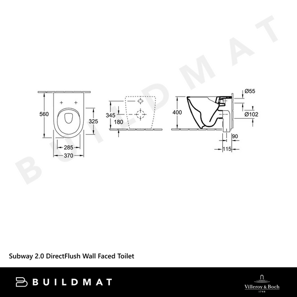 Villeroy & Boch Subway 2.0 DirectFlush Wall Faced Toilet Pan and Seat CeramicPlus Alpine White