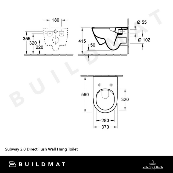 Villeroy & Boch Subway 2.0 DirectFlush Wall Hung Toilet Pan and Seat Alpine White