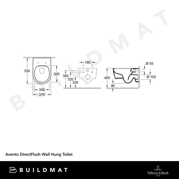 Villeroy & Boch Avento DirectFlush Wall Hung Toilet Pan and Seat Alpine White