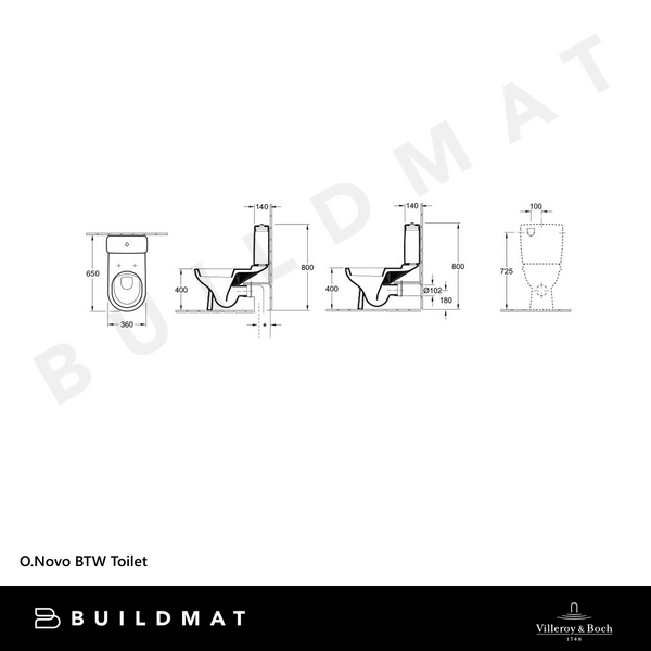 Villeroy & Boch O.Novo BTW Toilet Suite CeramicPlus Alpine White