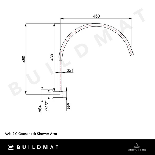 Villeroy & Boch Avia 2.0 Gooseneck Shower Arm Chrome