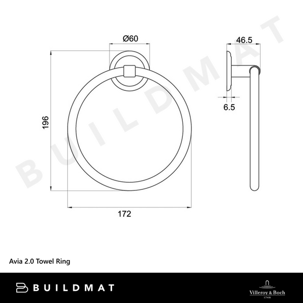Villeroy & Boch Avia 2.0 Towel Ring Brushed Nickel