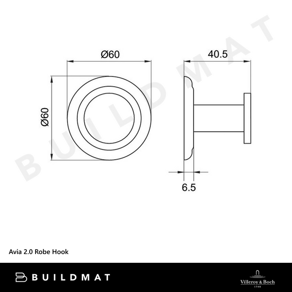 Villeroy & Boch Avia 2.0 Robe Hook Brushed Nickel