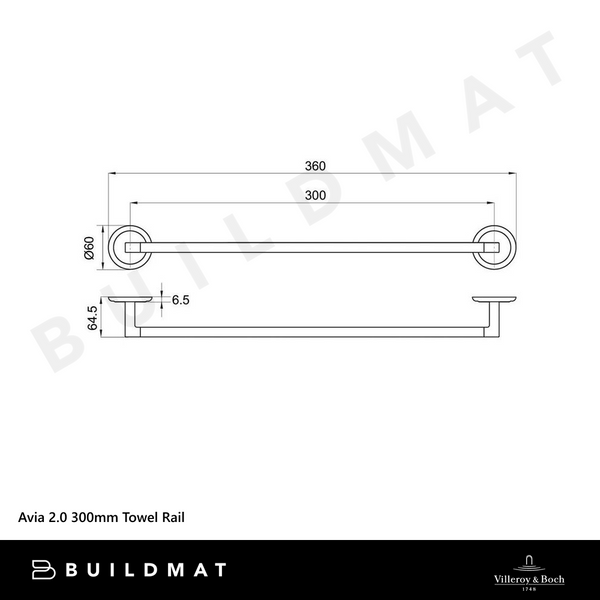 Villeroy & Boch Avia 2.0 300mm Towel Rail Brushed Gold