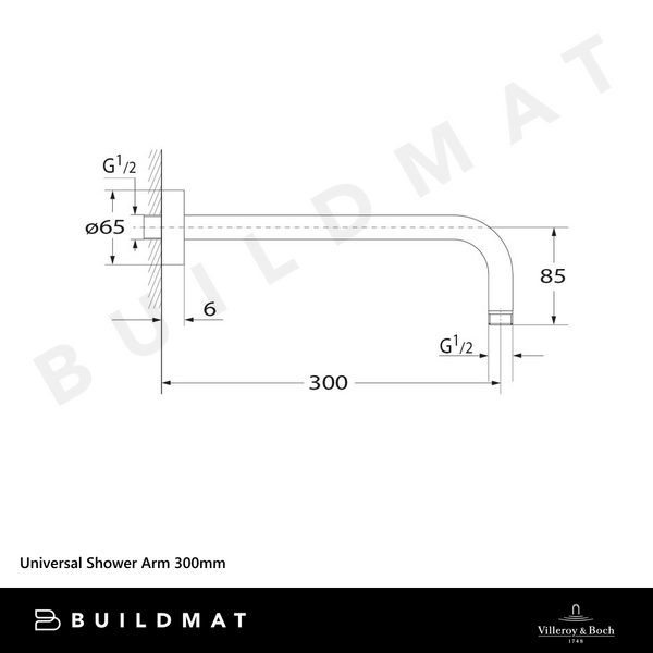 Villeroy & Boch Universal Shower Arm 300mm Brushed Nickel
