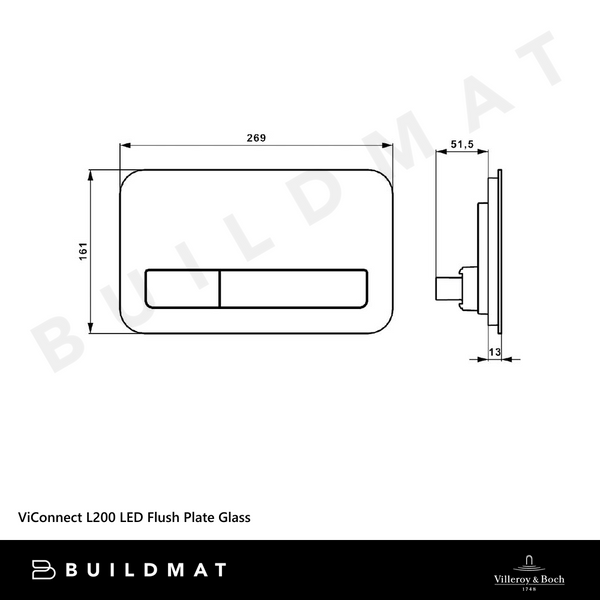 Villeroy & Boch ViConnect L200 LED Flush Plate Gloss Black