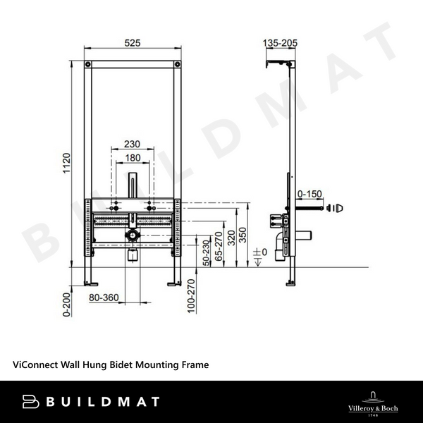Villeroy & Boch ViConnect Wall Hung Bidet Mounting Frame White