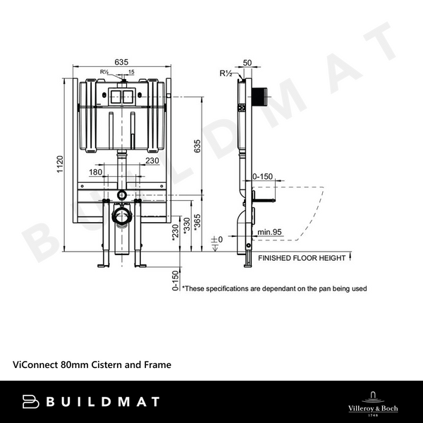 Villeroy & Boch ViConnect 80mm Cistern and Frame White