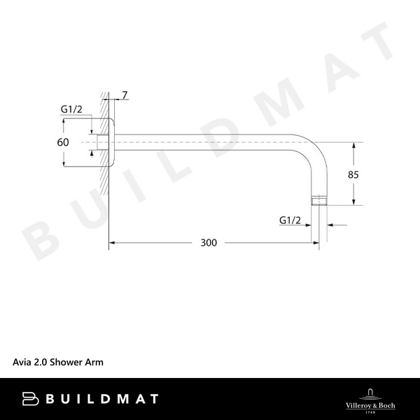 Villeroy & Boch Avia 2.0 Shower Arm Chrome