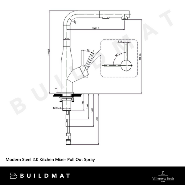 Villeroy & Boch Modern Steel 2.0 Kitchen Mixer Pull Out Spray Gunmetal