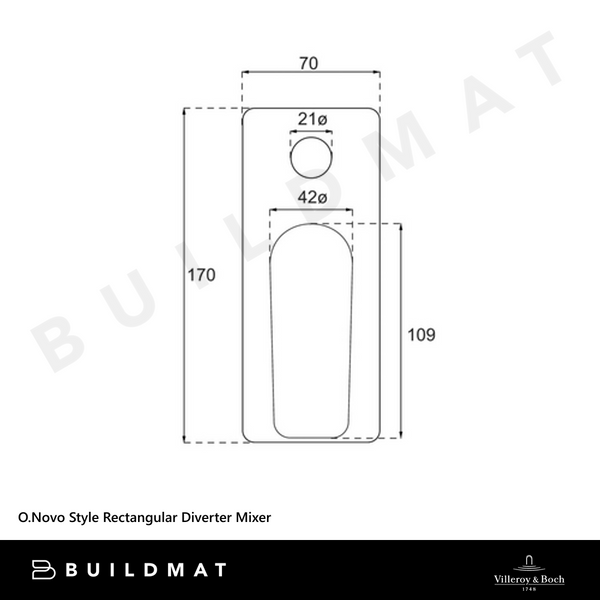 Villeroy & Boch O.Novo Style Rectangular Diverter Mixer Brushed Nickel