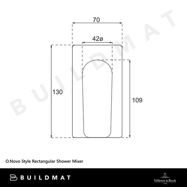 Villeroy & Boch O.Novo Style Rectangular Shower Mixer Brushed Nickel