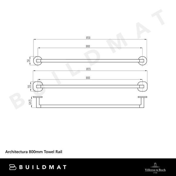 Villeroy & Boch Architectura 800mm Towel Rail Brushed Gold