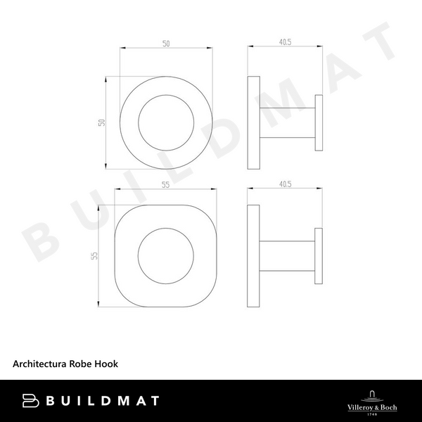 Villeroy & Boch Architectura Robe Hook Brushed Nickel