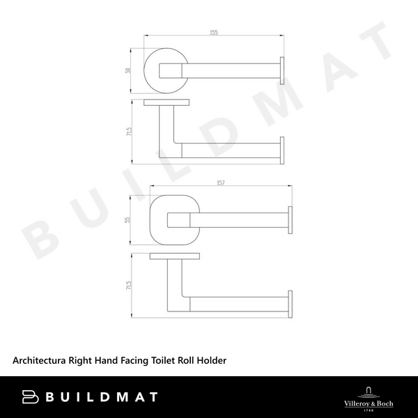 Villeroy & Boch Architectura Right Hand Facing Toilet Roll Holder Matte Black
