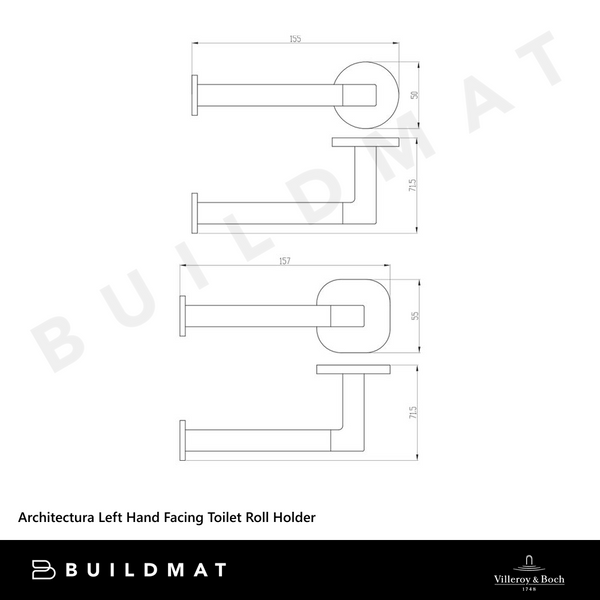 Villeroy & Boch Architectura Left Hand Facing Toilet Roll Holder Brushed Nickel