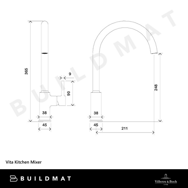 Villeroy & Boch Vita Kitchen Mixer Matte Black