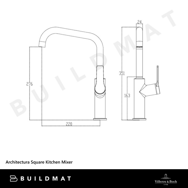 Villeroy & Boch Architectura Square Kitchen Mixer Brushed Nickel