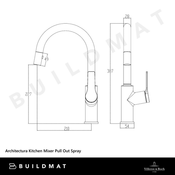 Villeroy & Boch Architectura Kitchen Mixer Pull Out Spray Matte Black