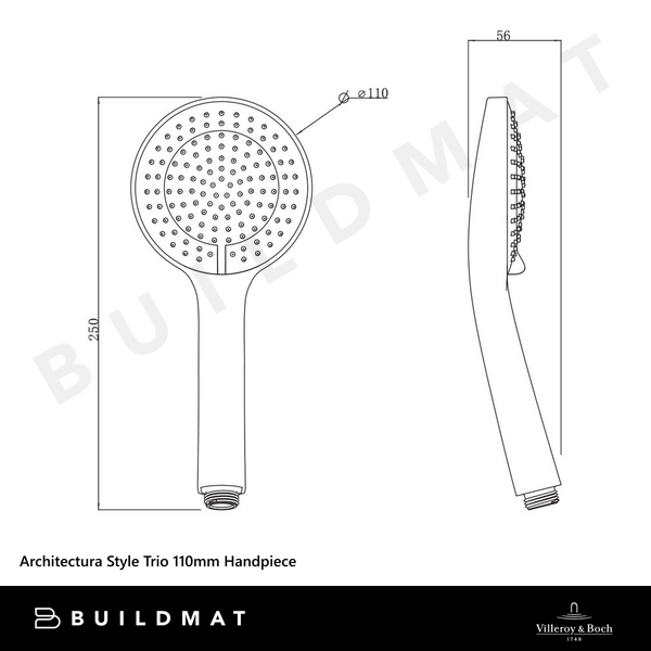Villeroy & Boch Architectura Style Trio 110mm Shower Handpiece Chrome