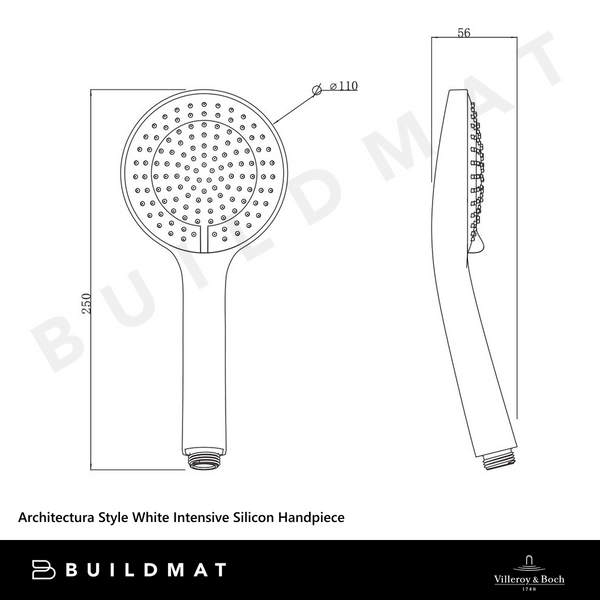 Villeroy & Boch Architectura Style White Intensive Silicon Shower Handpiece Chrome