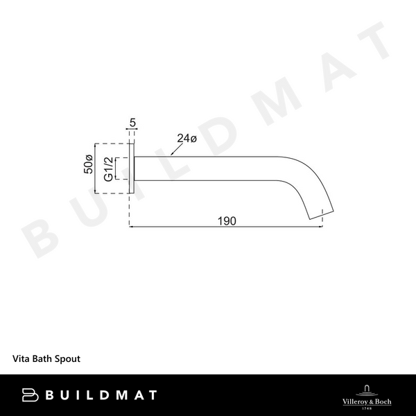 Villeroy & Boch Vita Bath Spout Chrome