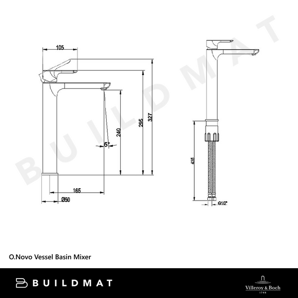Villeroy & Boch O.Novo Vessel Basin Mixer Chrome
