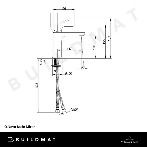 Villeroy & Boch O.Novo Basin Mixer Gunmetal