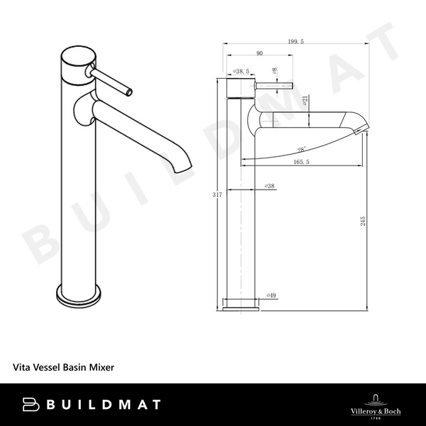 Villeroy & Boch Vita Vessel Basin Mixer Brushed Nickel