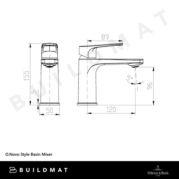 Villeroy & Boch O.Novo Style Basin Mixer Brushed Gold