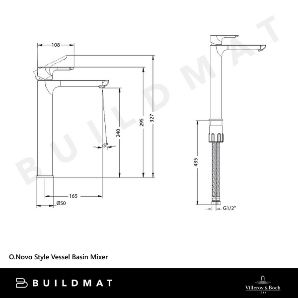 Villeroy & Boch O.Novo Style Vessel Basin Mixer Chrome
